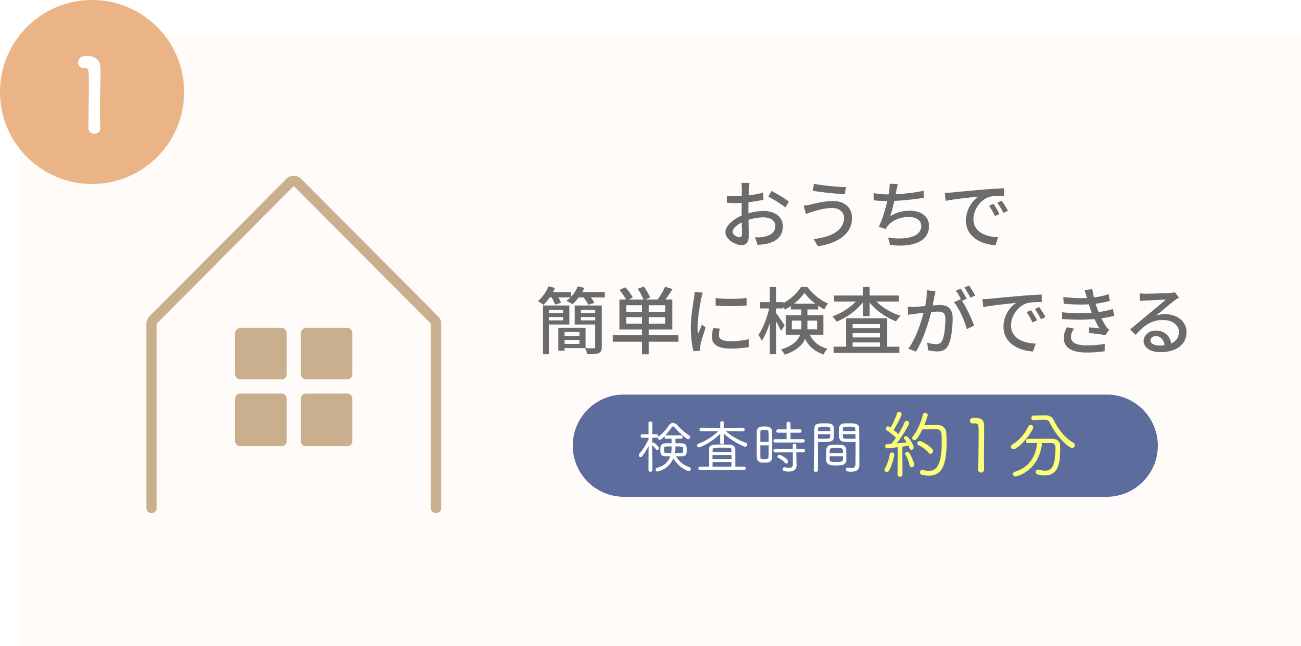 おうちで簡単に検査ができる　検査時間約1分